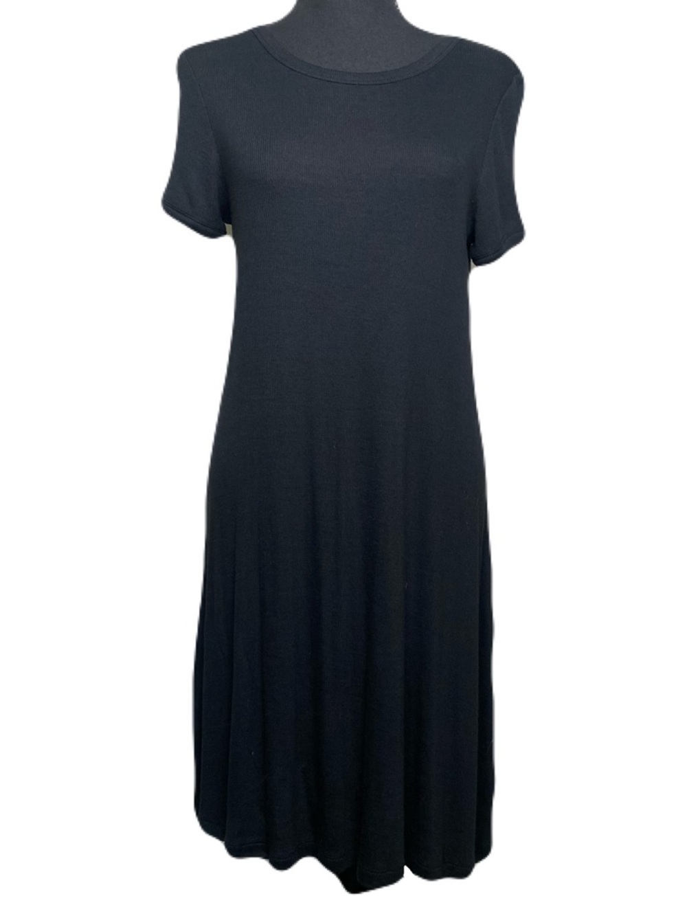 Classic Ribbed Black T-Shirt Dress Women’s‎ Small
